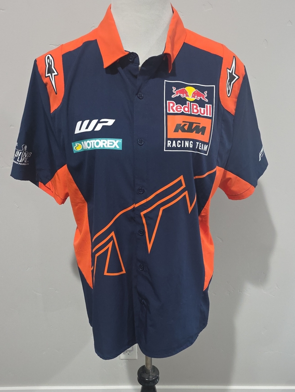 Red Bull KTM Racing Team Polo Shirt Navy & Orange Men's Size Large